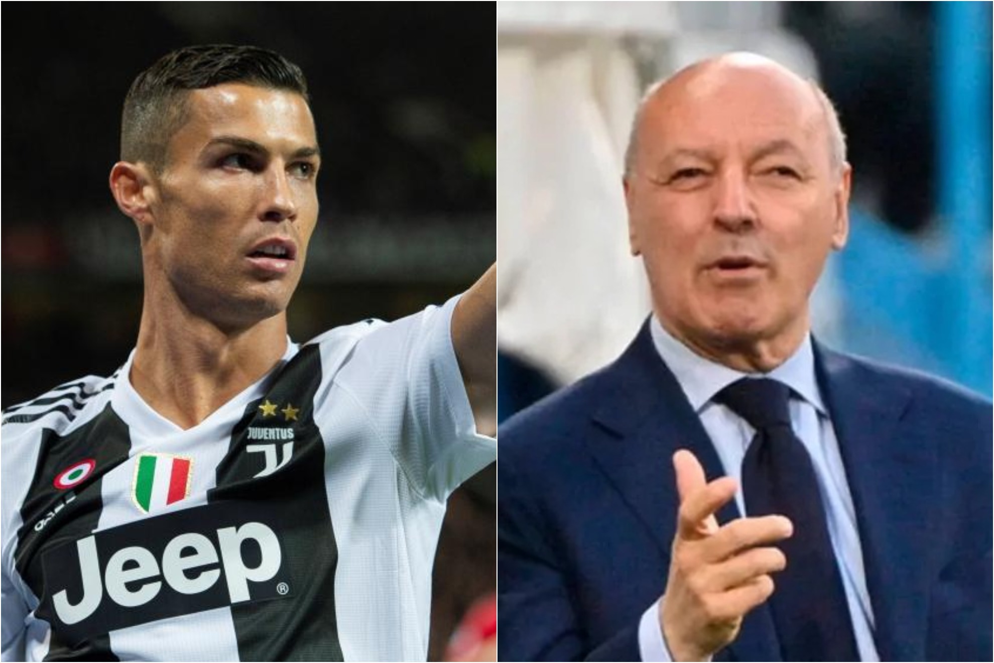 Beppe Marotta (Presidente Inter) e Cristiano Ronaldo, ex Juventus