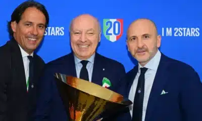 L'ex tecnico dell'Inter Inzaghi con Marotta e Auslio