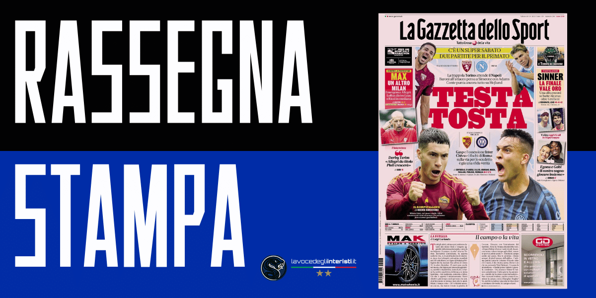 La prima pagina de La Gazzetta dello Sport Roma-Inter
