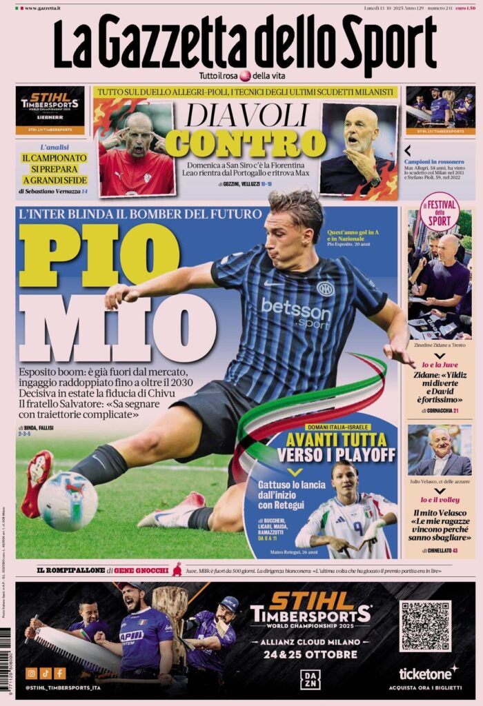 Prima pagina de La Gazzetta dello Sport
