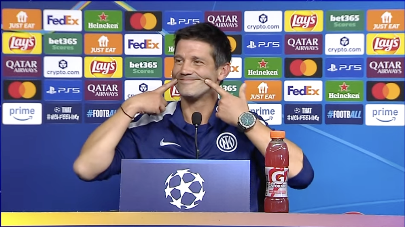 Cristian Chivu, allenatore dell'Inter in conferenza