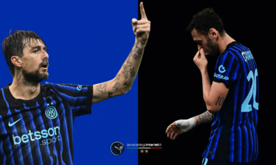 Francesco Acerbi e Hakan Çalhanoğlu, giocatori Inter