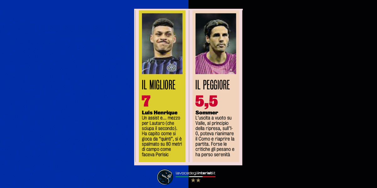 Luis Henrique promosso, Sommer bocciato: le pagelle di Inter-Como